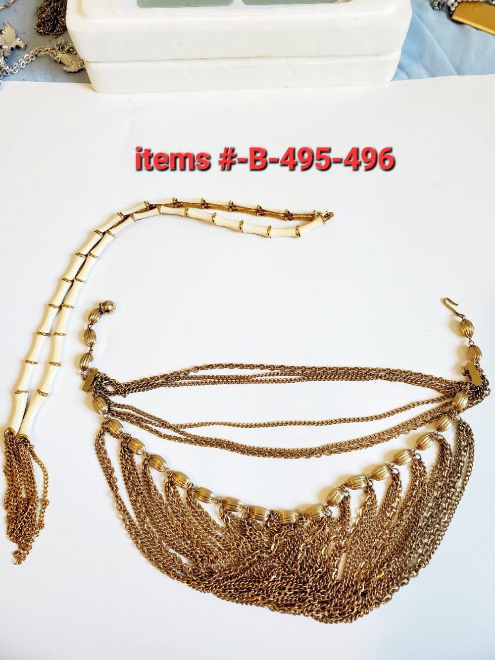 2 Necklaces, items # B-495-496,. wt . 207 grams.